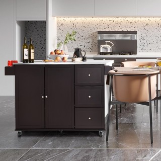 Costway Κινητό Πολυλειτουργικό Καρότσι Κουζίνας με Ανοξείδωτη Επιφά...