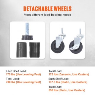 Ράφια Αποθήκευσης VEVOR με Ρόδες, 4 Επίπεδα, 700 lbs, Μεταλλική Ραφ... Ράφια Αποθήκευσης VEVOR με Ρόδες, 4 Επίπεδα, 700 lbs, Μεταλλική Ραφ...
