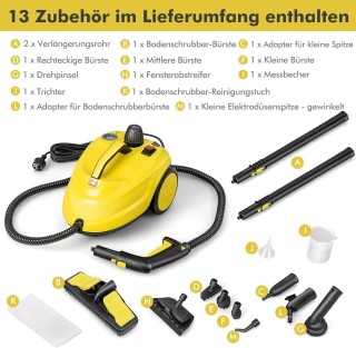 Ατμοκαθαριστής με Ρόδες, Χωρητικότητα Νερού 1,8L & 13 Αξεσουάρ 2000... Ατμοκαθαριστής με Ρόδες, Χωρητικότητα Νερού 1,8L & 13 Αξεσουάρ 2000...