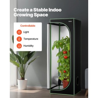 VEVOR Εσωτερική Σκηνή Καλλιέργειας 60 x 60 x 180 εκ., 600D Ανακλαστ...