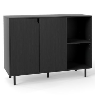 Costway Μαύρος ξύλινος μπουφές κουζίνας με 4 χώρους, 2 πόρτες και ρ...