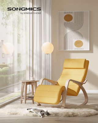 Κουνιστή Καρέκλα SONGMICS με Υποπόδιο - Παπαρούνα Κίτρινο