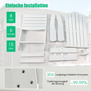 Costway Καρέκλα Κήπου Adirondack με Θήκη Ποτηριού Λευκή NP10983WH Costway Καρέκλα Κήπου Adirondack με Θήκη Ποτηριού Λευκή NP10983WH