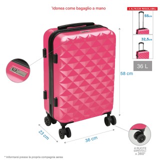 Galileo Μικρή Βαλίτσα με 4 Περιστρεφόμενες Ρόδες 360, Κλείσιμο με Δ...