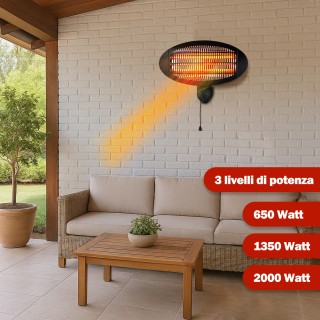 BAKAJI Ηλεκτρική Θερμάστρα Χαλαζία Υπέρυθρη Τοίχου 2000W Χαμηλής Κα...