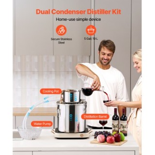 VEVOR Σετ Απόσταξης Φεγγαρόφωτου 5 Γαλόνια Νερού Αλκοόλης Αποστακτή...