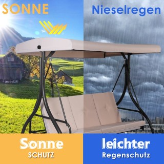 Costway  Τριθέσια Κούνια Βεράντας με Ρυθμιζόμενη Πλάτη και Αφαιρούμ...