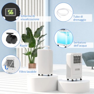 HOMCOM Φορητός Αφυγραντήρας Touch 12L με Σωλήνα Αποστράγγισης, Χρο... HOMCOM Φορητός Αφυγραντήρας Touch 12L με Σωλήνα Αποστράγγισης, Χρο...