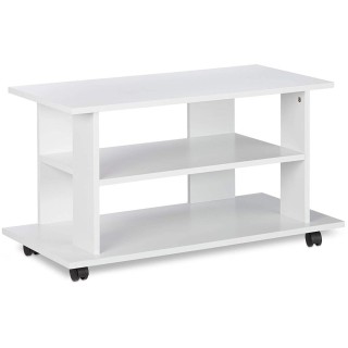 BAKAJI  Κινητό Τηλεόρασης από Ξύλο με 2 Ράφια και Ρόδες Τροχήλατο Έ...