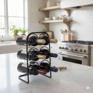 Galileo Μεταλλική θήκη μπουκαλιών για 6 φιάλες κρασί μοντέρνου σχεδ...