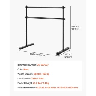 VEVOR Φορητή Ρυθμιζόμενη Μπάρα Μπαλέτου για Γυμναστική και Χορό CZL...