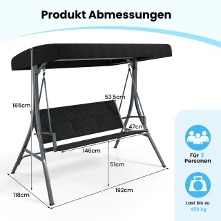 Costway 3-Θέσια Κούνια Κήπου 118 x 192 x 165 cm με Σκίαστρο & Πλάτη... Costway 3-Θέσια Κούνια Κήπου 118 x 192 x 165 cm με Σκίαστρο & Πλάτη...