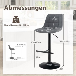 Costway Σετ 2 Περιστρεφόμενα και Ρυθμιζόμενα Μπαρ Σκαμπό Γκρι JV115... Costway Σετ 2 Περιστρεφόμενα και Ρυθμιζόμενα Μπαρ Σκαμπό Γκρι JV115...