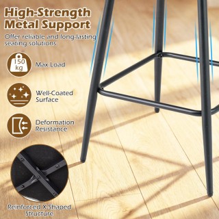 Costway Σετ 2 ψηλών σκαμπό κουζίνας με εργονομική πλάτη και επενδεδ...