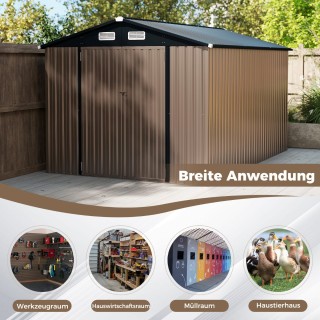 Costway Μεταλλικό Σπιτάκι Εργαλείων 350 x 223 x 197 cm με Κεκλιμένη...