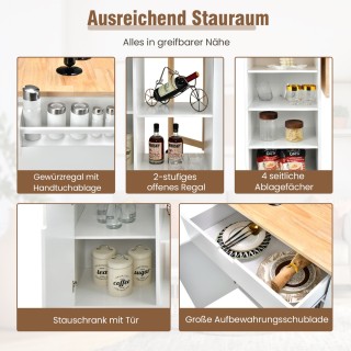 Costway Πολυλειτουργικό Καρότσι Κουζίνας 124 x 76 x 92 cm  με Επεκτ...