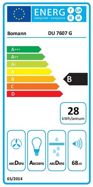 Απορροφητήρας Καμινάδα 60cm  Μαύρo DU7607G Bomann