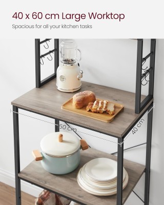 Ραφιέρα Κουζίνας  με 6 Ράφια και 6 Γάντζους 40 x 60 x 167cm– Greige...