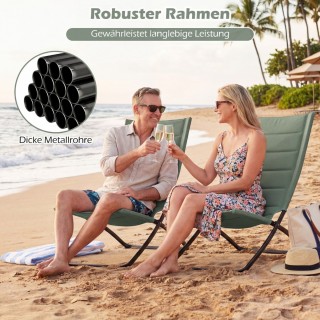 Costway ΣΕΤ 2 Αναδιπλούμενες Καρέκλες Παραλίας με Επενδυμένα Πλάτες...