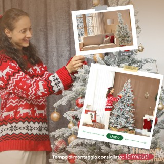 HOMCOM Χριστουγεννιάτικο Δέντρο Χιονισμένο Ύψους 210 εκ. με Ρεαλιστ...