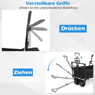 Costway Πτυσσόμενο Καρότσι με Αποσπώμενη Οροφή και Ρυθμιζόμενες Λαβ...