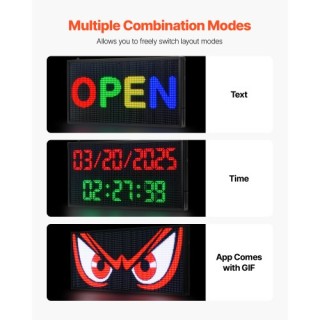 VEVOR Προγραμματιζόμενη LED Πινακίδα 27x14in P5 Πλήρους Χρώματος YP...