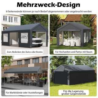 Costway Ανθεκτική Σκηνή Γκαράζ με Αφαιρούμενα Πλευρικά Πάνελ και Αν...