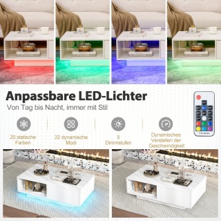 Costway  Τραπέζι σαλονιού με 20 χρώματα LED φώτα και τηλεχειριστήρι...