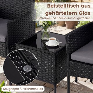 Costway Σετ Επίπλων Κήπου 3 Τεμαχίων από Ρατάν με 2 Καρέκλες και Τρ...