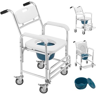 BAKAJI Αδιάβροχη Καρέκλα με Ρόδες για Ηλικιωμένους και ΑμεΑ με Άνετ...