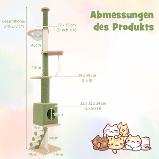 Costway Πενταώροφος Γατόδεντρο με Ρυθμιζόμενο Ύψος και Άνετους Χώρο... Costway Πενταώροφος Γατόδεντρο με Ρυθμιζόμενο Ύψος και Άνετους Χώρο...