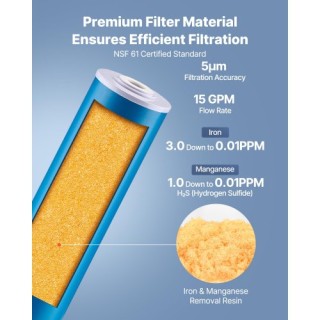 VEVOR Ανταλλακτικό Φίλτρο Νερού Οικίας 4.5 x 20 για Αφαίρεση Σιδήρο... VEVOR Ανταλλακτικό Φίλτρο Νερού Οικίας 4.5 x 20 για Αφαίρεση Σιδήρο...