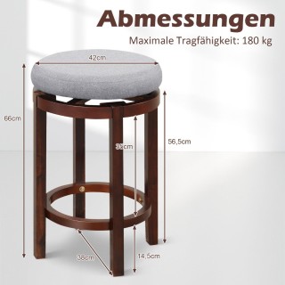 Costway  Σετ 2 Περιστρεφόμενων Σκαμπό Μπαρ με Μαξιλάρι από Λινό Ύφα...