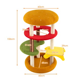 Costway Πολυώροφη μοντέρνα ονυχοδένδρα 106 εκ. με άνετη πορτοκαλί π...