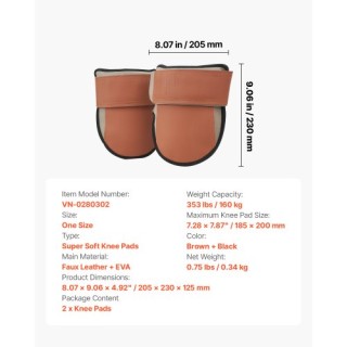 VEVOR Ανθεκτικές Δερμάτινες Επιγονατίδες Εργασίας Πλενόμενες Εξαιρε...