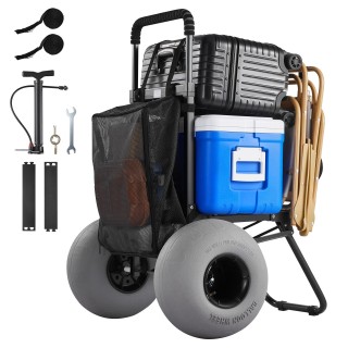 VEVOR Καρότσι Παραλίας με Μεγάλες Ρόδες για Άμμο, Πτυσσόμενο, Ρυθμι...