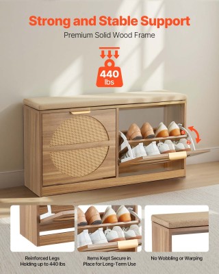 VEVOR Κομψός Πάγκος Παπουτσιών με Συρταρωτή Αποθήκευση 988x240x500m...