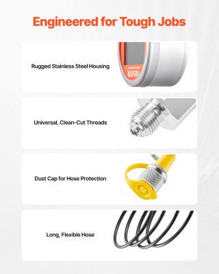 VEVOR Ψηφιακό Σετ Ελέγχου Υδραυλικής Πίεσης 0-10,000 PSI/0-700 Bar ...