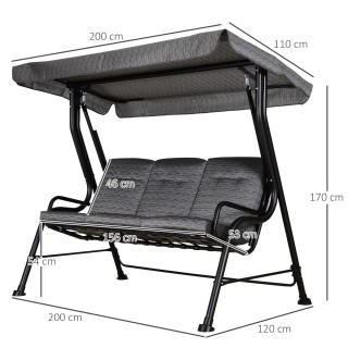 Κάθισμα Outsunny Garden Swing για 3 άτομα με ρυθμιζόμενο κουβούκλιο... Κάθισμα Outsunny Garden Swing για 3 άτομα με ρυθμιζόμενο κουβούκλιο...