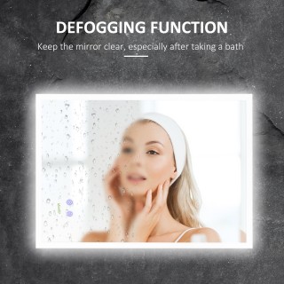 Καθρέφτης μπάνιου Kleankin με φως LED 70x50 cm, Καθρέφτης με λειτου... Καθρέφτης μπάνιου Kleankin με φως LED 70x50 cm, Καθρέφτης με λειτου...