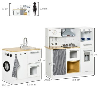 HOMCOM Play Kitchen 2 Τεμάχια για παιδιά 3-6 ετών με μαγειρικά σκεύ...