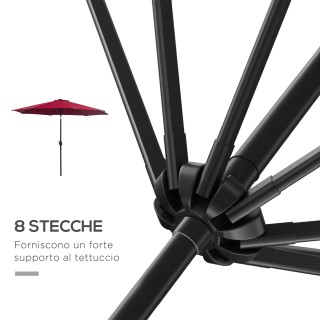 Ομπρέλα Κήπου με 8 Ακτίνες 2.95 m Χρώματος Κόκκινο Outsunny 840-070WR