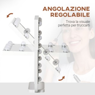 Ανακλινόμενος καθρέφτης μακιγιάζ HOMCOM με 12 φώτα LED και φωτεινότ... Ανακλινόμενος καθρέφτης μακιγιάζ HOMCOM με 12 φώτα LED και φωτεινότ...