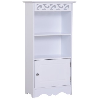 Ντουλάπα δαπέδου Homcom για μπάνιο σε ξύλο με λευκή φλοράλ διακόσμη...