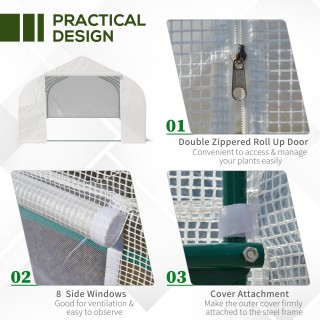 Outsunny Θερμοκήπιο για Λαχανόκηπους 6x3x2m με 8 Παράθυρα και Ρολόπ...