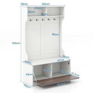 Costway  Πολυλειτουργική Ντουλάπα Εισόδου με Καθιστικό και Αποθηκευ...