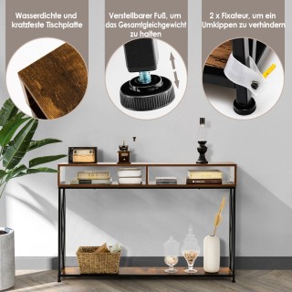 Costway Κομψό Κονσόλα Τραπέζι με Ανοιχτά Ράφια και Μεταλλικό Πλαίσ... Costway Κομψό Κονσόλα Τραπέζι με Ανοιχτά Ράφια και Μεταλλικό Πλαίσ...