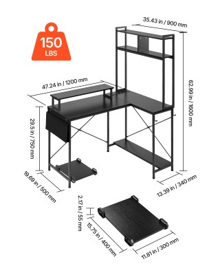 VEVOR L-Σχήματος Gaming Γραφείο με LED Φώτα, 1.2m Επανατοποθετήσιμη... VEVOR L-Σχήματος Gaming Γραφείο με LED Φώτα, 1.2m Επανατοποθετήσιμη...