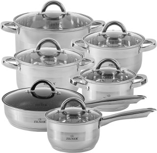 Σετ Μαγειρικά Σκεύη 12 τεμάχια από Ανοξείδωτο Ατσάλι ZL-8121 ZILNER Σετ Μαγειρικά Σκεύη 12 τεμάχια από Ανοξείδωτο Ατσάλι ZL-8121 ZILNER