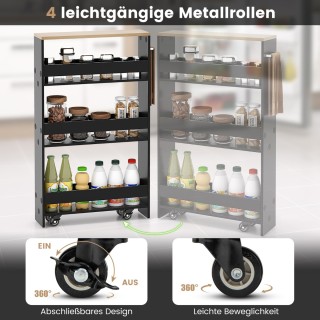 Costway  Ράφι κουζίνας με 4 επίπεδα σε ρόδες από ξύλο με λαβή 48 x ...